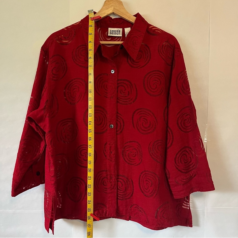 Chico Women’s Blouse with Sheer Swirl Pattern - Picture 10 of 11